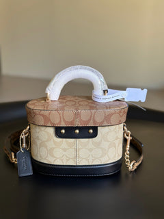 Coach Georgie Gem Crossbody Bag Shouder Khaki Bege Ferragens Douradas