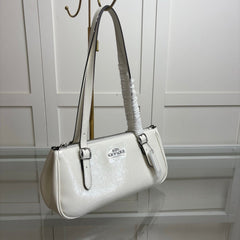 Coach Asher Shoulder Bag Shiny Crinkle Leather White