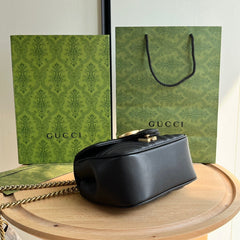Gucci GG Marmont Mini Shoulder Bag Matelasse Chevron Black.