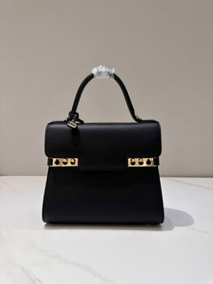 Delvaux Tempête MM Black Ferragens Douradas