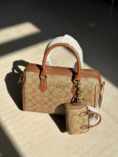 Coach Rowan Satchel Beje / Brown Signature Canvas