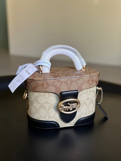 Coach Georgie Gem Crossbody Bag Shouder Khaki Bege Ferragens Douradas