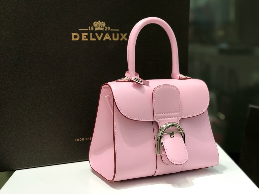 Delvaux Brillant Mini Leather Bag Pink Ferragens Prata