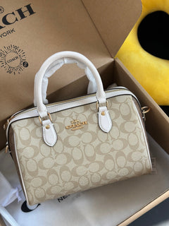 Coach Rowan Satchel Khaki / Off-White Signature Canvas