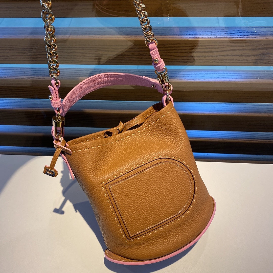 Delvaux Pin Mini Bucket Camel / Baby Pink
