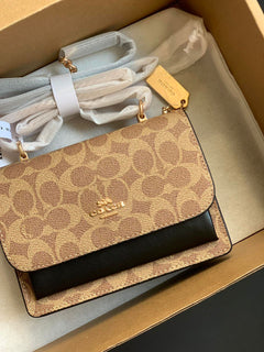 Coach Mini Klare Crossbody Bag Khaki/Preto Ferragens Douradas