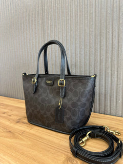 Coach Taxi Tote 21 Signature Black Ferragens Douradas