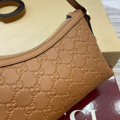 Gucci GG Emblem Small Shoulder Bag Brown