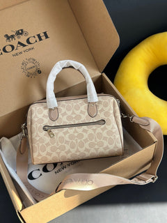 Coach Rowan Satchel Khaki Chalk
