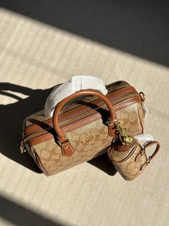 Coach Rowan Satchel Beje / Brown Signature Canvas