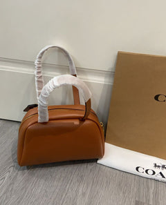 Coach Twin Turnlock Satchel Bag 20 Caramelo Ferragens Douradas