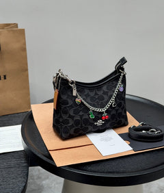 Coach Laurel Midnight Charm Shoulder Bag Black