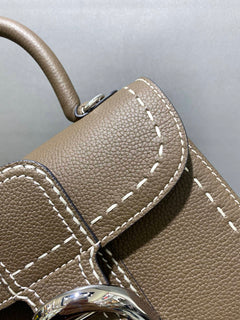 Delvaux Brillant Mini Leather Bag Taupe Ferragens Prata