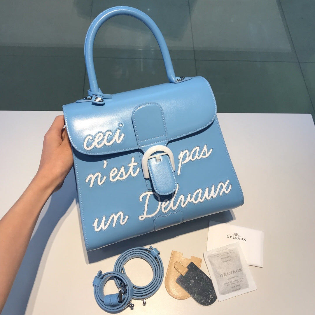 Delvaux Brillant L'Humour Lettering Blue / White
