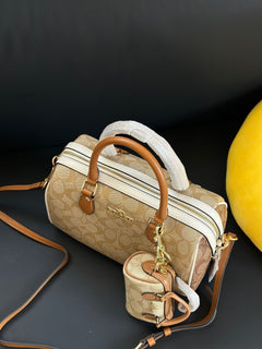 Coach Rowan Satchel Beje / Off-White Signature Canvas
