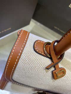 Delvaux Brillant Mini Leather Bag Off White / Caramelo