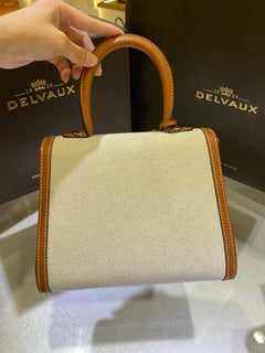 Delvaux Brillant Mini Leather Bag Off White / Caramelo