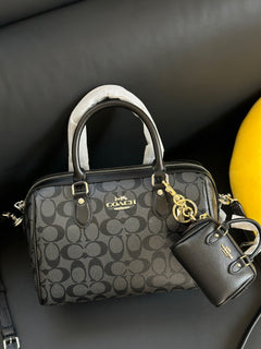 Coach Rowan Satchel Black Signature Canvas