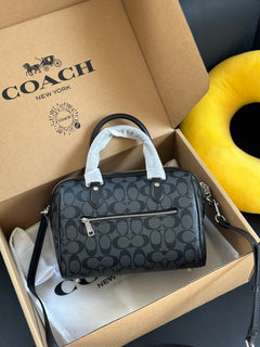 Coach Rowan Satchel Black Signature Canvas