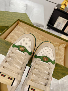Gucci Screener GG Canvas White Perforated Leather