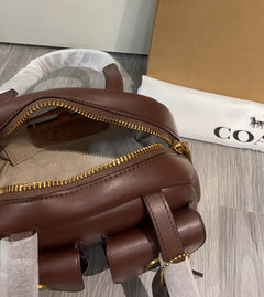 Coach Twin Turnlock Satchel Bag 20 Café Escuro Ferragens Douradas