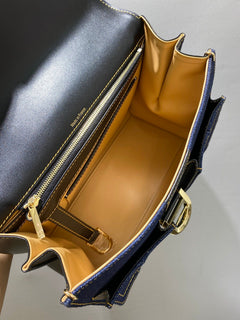 Delvaux Brillant Mini Denim Navy Blue