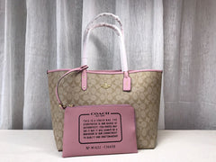 Coach City Tote Signature Canvas Khaki / Pink