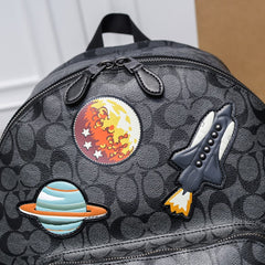 Coach West Backpack Space Edition Signature Canvas Black
