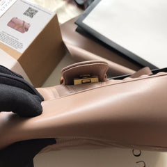 Gucci GG Marmont Small Matelasse Bag Nude.