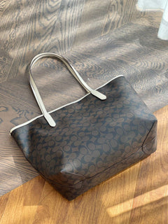 Coach City Tote Varsity Signature Canvas Brown / Off-White