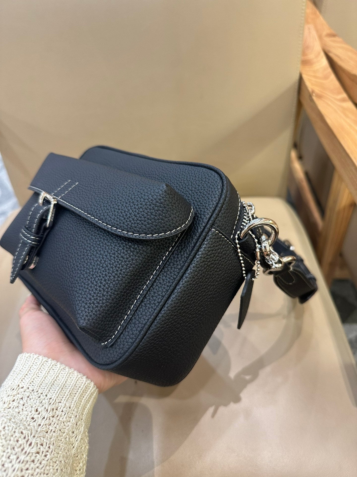 Coach Warner Crossbody Pebble Leather Black