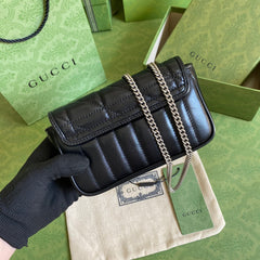 Gucci GG Marmont Matelasse Super Mini Bag Black.