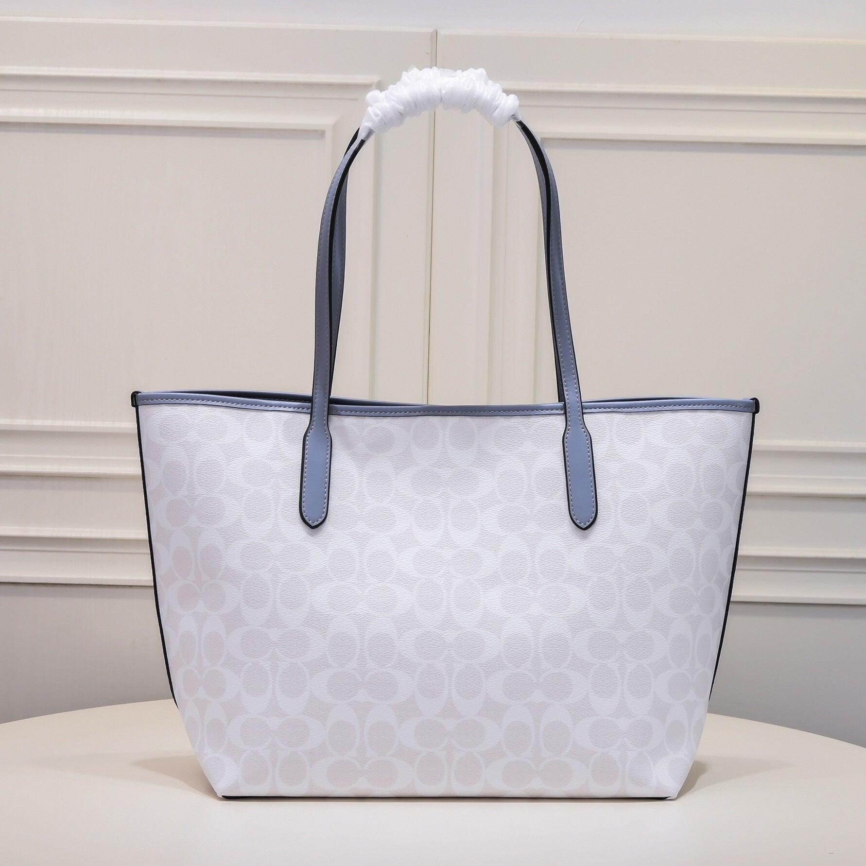 Coach City Tote Varsity Signature Canvas White / Blue