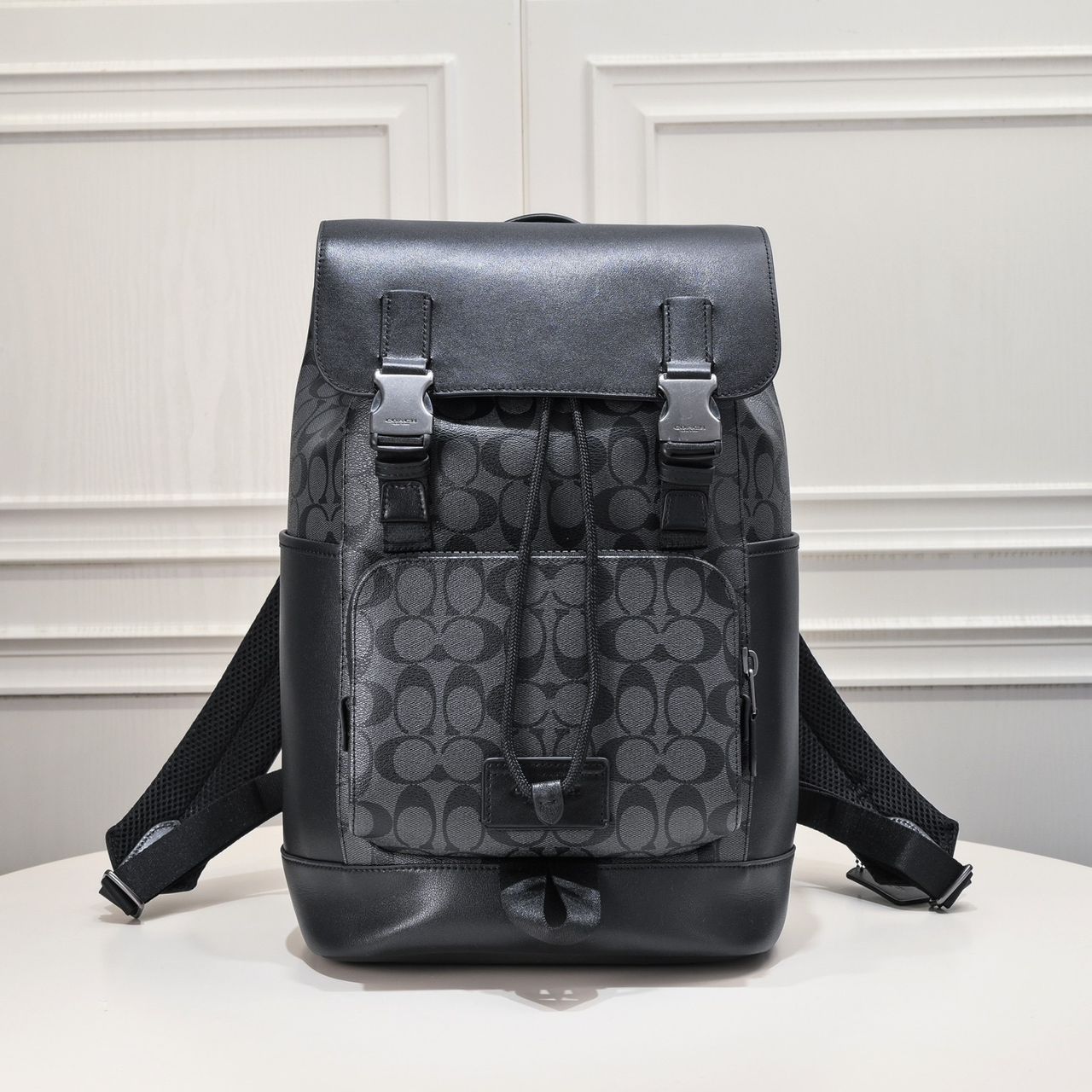 Coach Track Backpack Signature Canvas Black