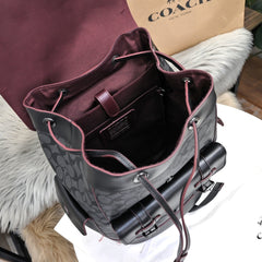 Coach Hudson Backpack Signature Canvas Black / Bordô