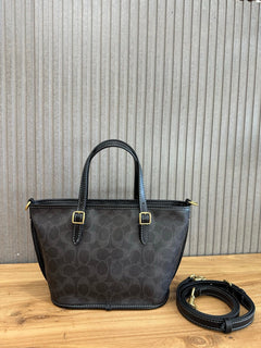 Coach Taxi Tote 21 Signature Black Ferragens Douradas