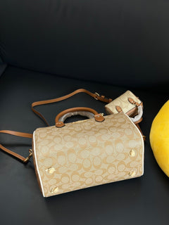 Coach Rowan Satchel Beje / Off-White Signature Canvas