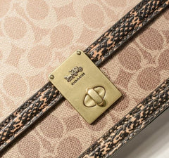 Coach Hutton Signature Snake Chain Bag Ferragens Douradas