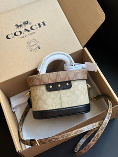 Coach Georgie Gem Crossbody Bag Shouder Khaki Bege Ferragens Douradas