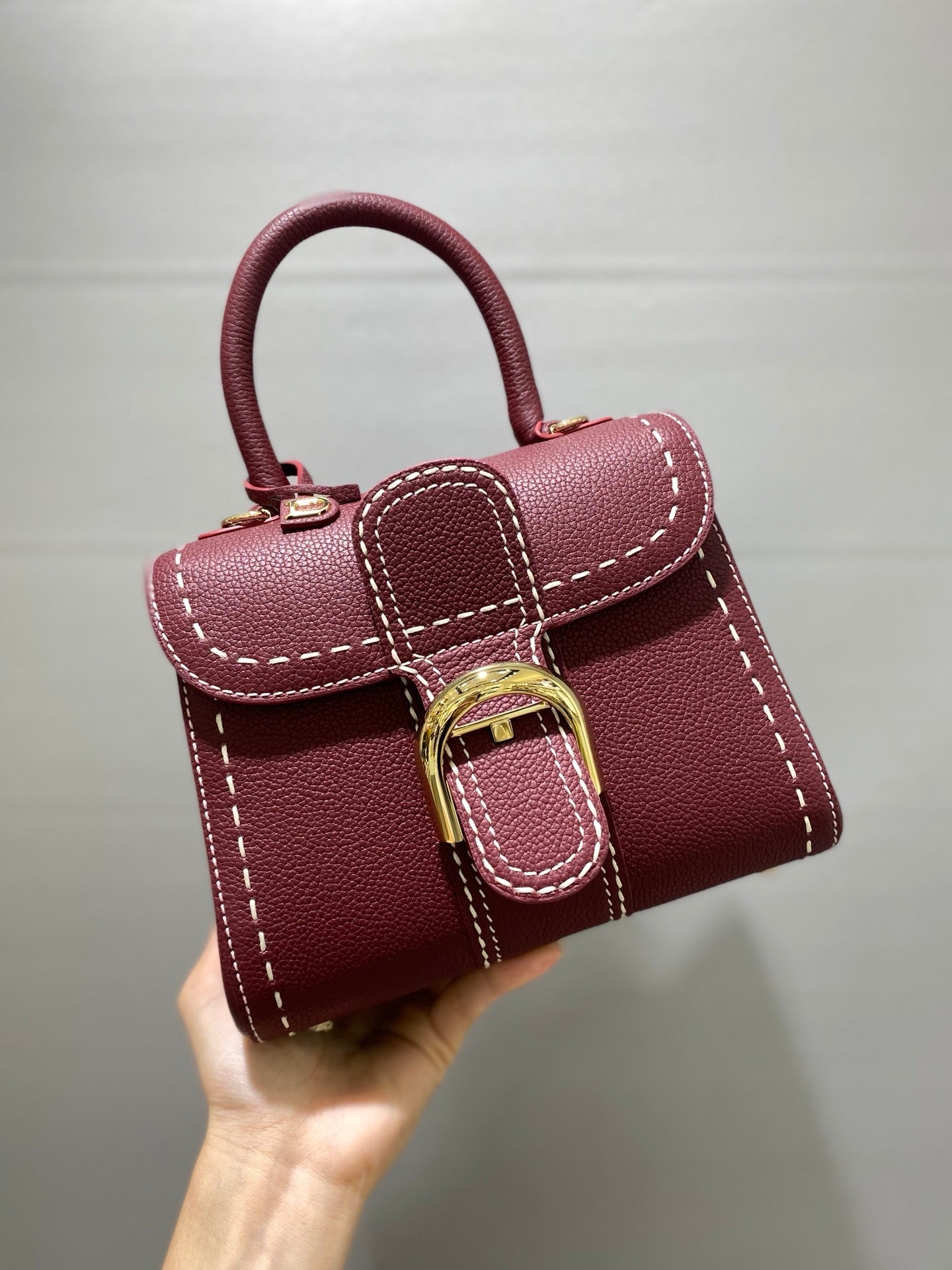Delvaux Brillant Mini Leather Bag Bordô Ferragens Douradas