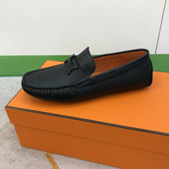 Mocassim Hermès Noir Heritage.