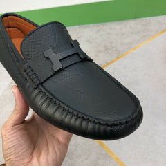 Mocassim Hermès Noir Heritage.