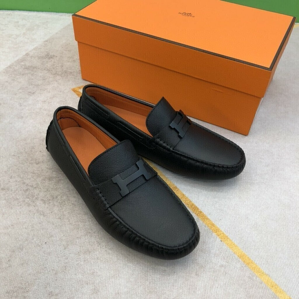 Mocassim Hermès Noir Heritage.
